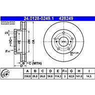 ATE 428249 brake disc 24.0128-0249.1, set of 2 - Brake Disc