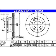 ATE 422161 brake disc 24.0122-0161.1, set of 2 - Brake Disc