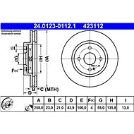 ATE 423112 brake disc 24.0123-0112.1, set of 2 - Brake Disc