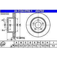 ATE 424702 brake disc 24.0124-0702.1, set of 2 - Brake Disc