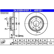 ATE 409181 brake disc 24.0109-0181.1, set of 2 - Brake Disc