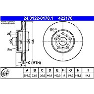 ATE 422178 brake disc 24.0122-0178.1, set of 2 - Brake Disc