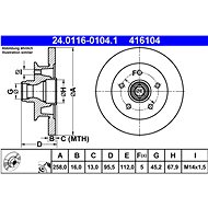 ATE 416104 brake disc 24.0116-0104.1, set of 2 - Brake Disc