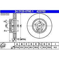ATE 425700 brake disc 24.0125-0700.1, set of 2 - Brake Disc