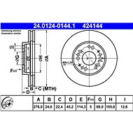 ATE brake disc 24.0124-0144.1, set of 2 - Brake Disc