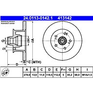 ATE 413142 brake disc 24.0113-0142.1, set of 2 - Brake Disc