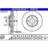 ATE 425210 brake disc 24.0125-0210.1, set of 2 - Brake Disc