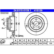 ATE 418159 brake disc 24.0118-0159.1, set of 2 - Brake Disc
