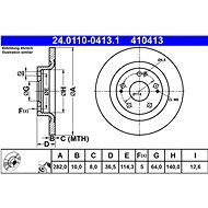 ATE 410413 brake disc 24.0110-0413.1, set of 2 - Brake Disc
