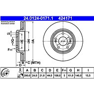 ATE 424171 brake disc 24.0124-0171.1, set of 2 - Brake Disc