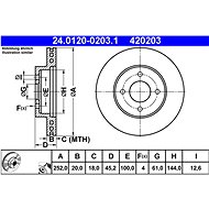 ATE 420203 brake disc 24.0120-0203.1, set of 2 - Brake Disc