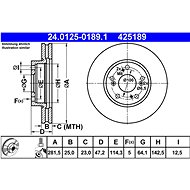 ATE 425189 brake disc 24.0125-0189.1, set of 2 - Brake Disc
