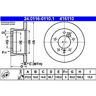 ATE 416110 brake disc 24.0116-0110.1, set of 2 - Brake Disc
