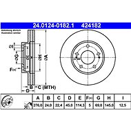 ATE 424182 brake disc 24.0124-0182.1, set of 2 - Brake Disc