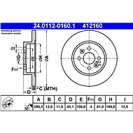 ATE 412160 brake disc 24.0112-0160.1, set of 2 - Brake Disc