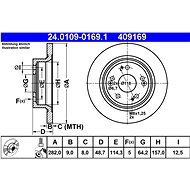 ATE 409169 brake disc 24.0109-0169.1, set of 2 - Brake Disc