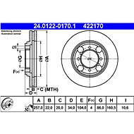 ATE 422170 brake disc 24.0122-0170.1, set of 2 - Brake Disc