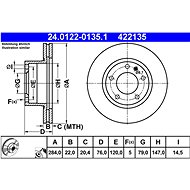 ATE 422135 brake disc 24.0122-0135.1, set of 2 - Brake Disc