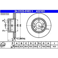 ATE 422103 brake disc 24.0122-0103.1, set of 2 - Brake Disc
