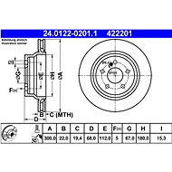 ATE 422201 brake disc 24.0122-0201.1, set of 2 - Brake Disc