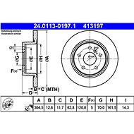 ATE 413197 brake disc 24.0113-0197.1, set of 2 - Brake Disc