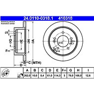 ATE 410318 brake disc 24.0110-0318.1, set of 2 - Brake Disc