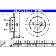 ATE 412195 brake disc 24.0112-0195.1, set of 2 - Brake Disc