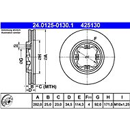 ATE 425130 brake disc 24.0125-0130.1, set of 2 - Brake Disc