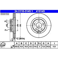 ATE 418149 brake disc 24.0118-0149.1, set of 2 - Brake Disc