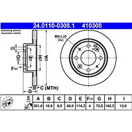 ATE 410308 brake disc 24.0110-0308.1, set of 2 - Brake Disc