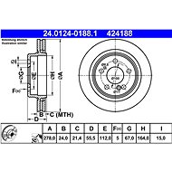 ATE 424188 brake disc 24.0124-0188.1, set of 2 - Brake Disc