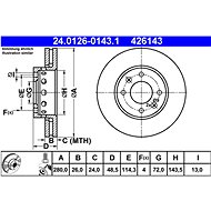 ATE 426143 brake disc 24.0126-0143.1, set of 2 - Brake Disc
