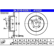 ATE 410330 brake disc 24.0110-0330.1, set of 2 - Brake Disc
