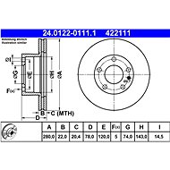 ATE 422111 brake disc 24.0122-0111.1, set of 2 - Brake Disc