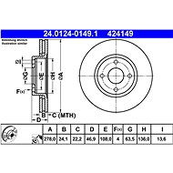 ATE 424149 brake disc 24.0124-0149.1, set of 2 - Brake Disc