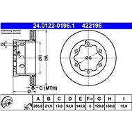 ATE 422196 brake disc 24.0122-0196.1, set of 2 - Brake Disc