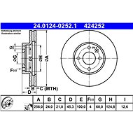 ATE 424252 brake disc 24.0124-0252.1, set of 2 - Brake Disc