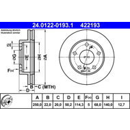 ATE brake disc 24.0122-0193.1, set of 2 - Brake Disc
