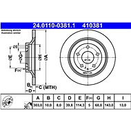 ATE 410381 brake disc 24.0110-0381.1, set of 2 - Brake Disc