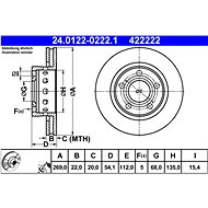 ATE 422222 brake disc 24.0122-0222.1, set of 2 - Brake Disc