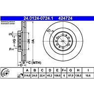 ATE 424724 brake disc 24.0124-0724.1, set of 2 - Brake Disc