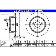 ATE 413196 brake disc 24.0113-0196.1, set of 2 - Brake Disc