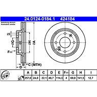 ATE 424184 brake disc 24.0124-0184.1, set of 2 - Brake Disc