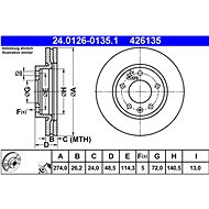 ATE 426135 brake disc 24.0126-0135.1, set of 2 - Brake Disc