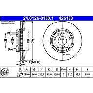 ATE 426180 brake disc 24.0126-0180.1, set of 2 - Brake Disc