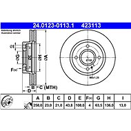 ATE 423113 brake disc 24.0123-0113.1, set of 2 - Brake Disc
