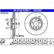 ATE 422255 brake disc 24.0122-0255.1, set of 2 - Brake Disc