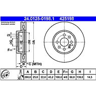 ATE 425198 brake disc 24.0125-0198.1, set of 2 - Brake Disc