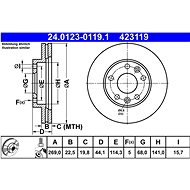 ATE 423119 brake disc 24.0123-0119.1, set of 2 - Brake Disc