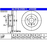 ATE 416109 brake disc 24.0116-0109.1, set of 2 - Brake Disc